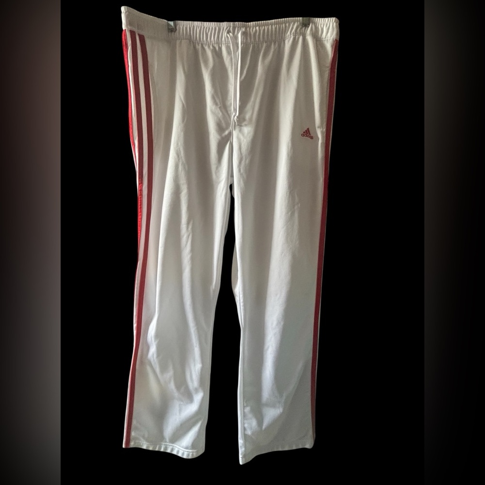 adidas White Track Pants with Red Side Stripes Pockets Drawstring Mens XL 2006